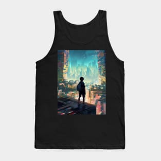 lost boy in a cyber neon cityscape Tank Top